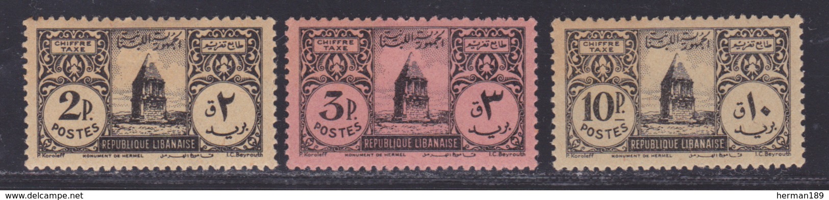LIBAN TAXE N°    4 à 6 * MLH Neufs Avec Charnière, 3p Petit Clair, B/TB (D9345) Monument De Hermel - 1948 - Lebanon