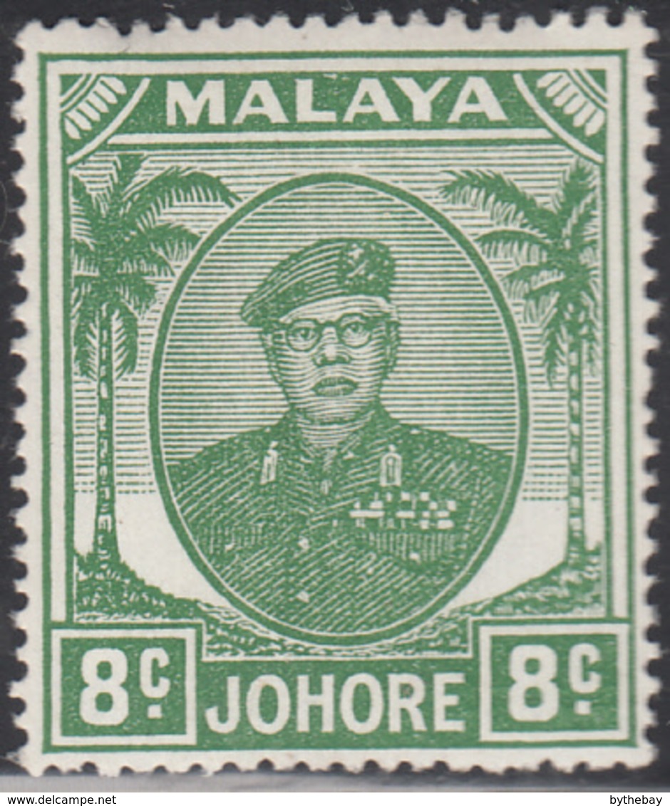 Malaya  Johore 1949-55 MH Sc 137 8c Sultan Ibrahim, Green - Johore