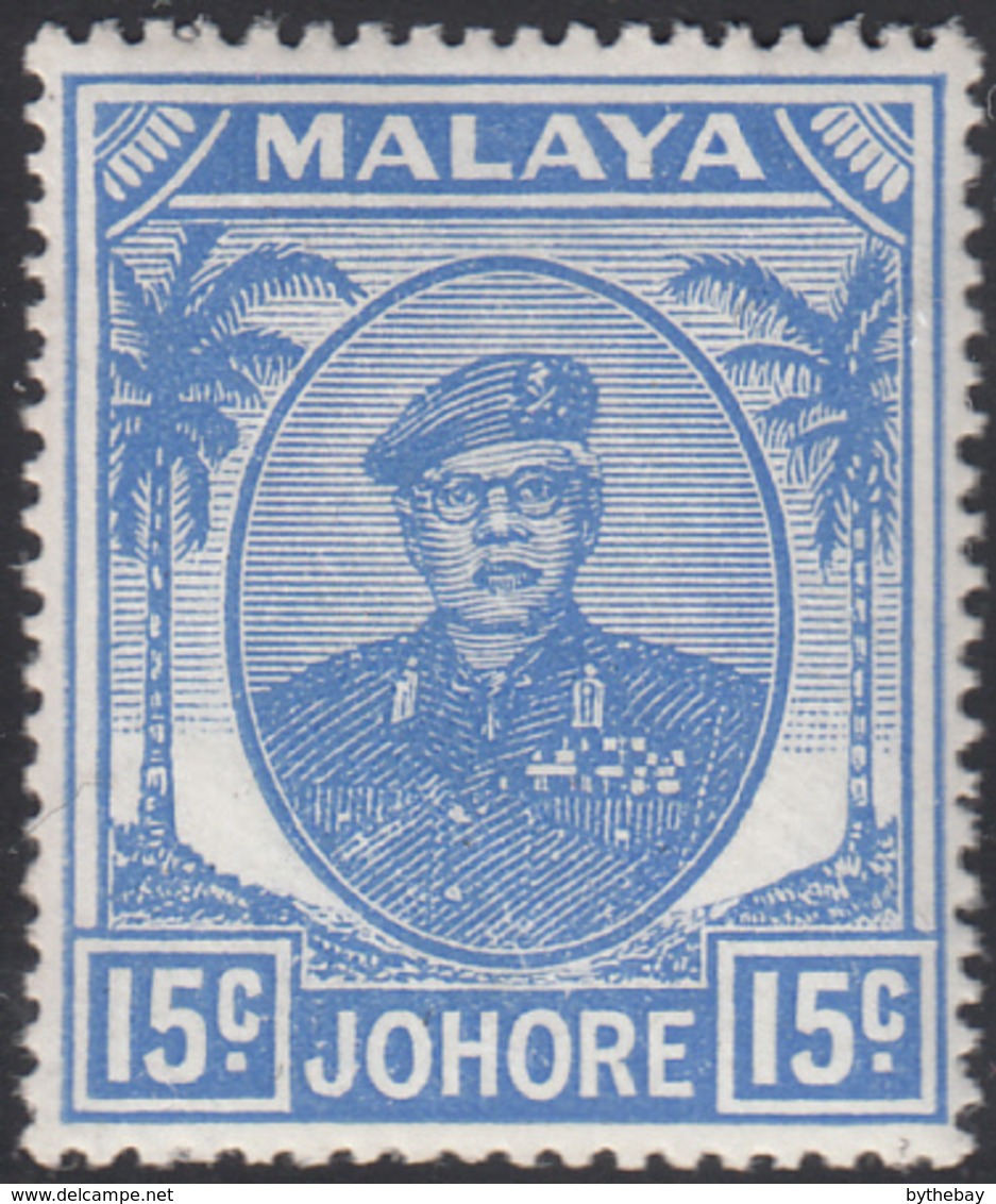 Malaya  Johore 1949-55 MH Sc 140 15c Sultan Ibrahim - Johore