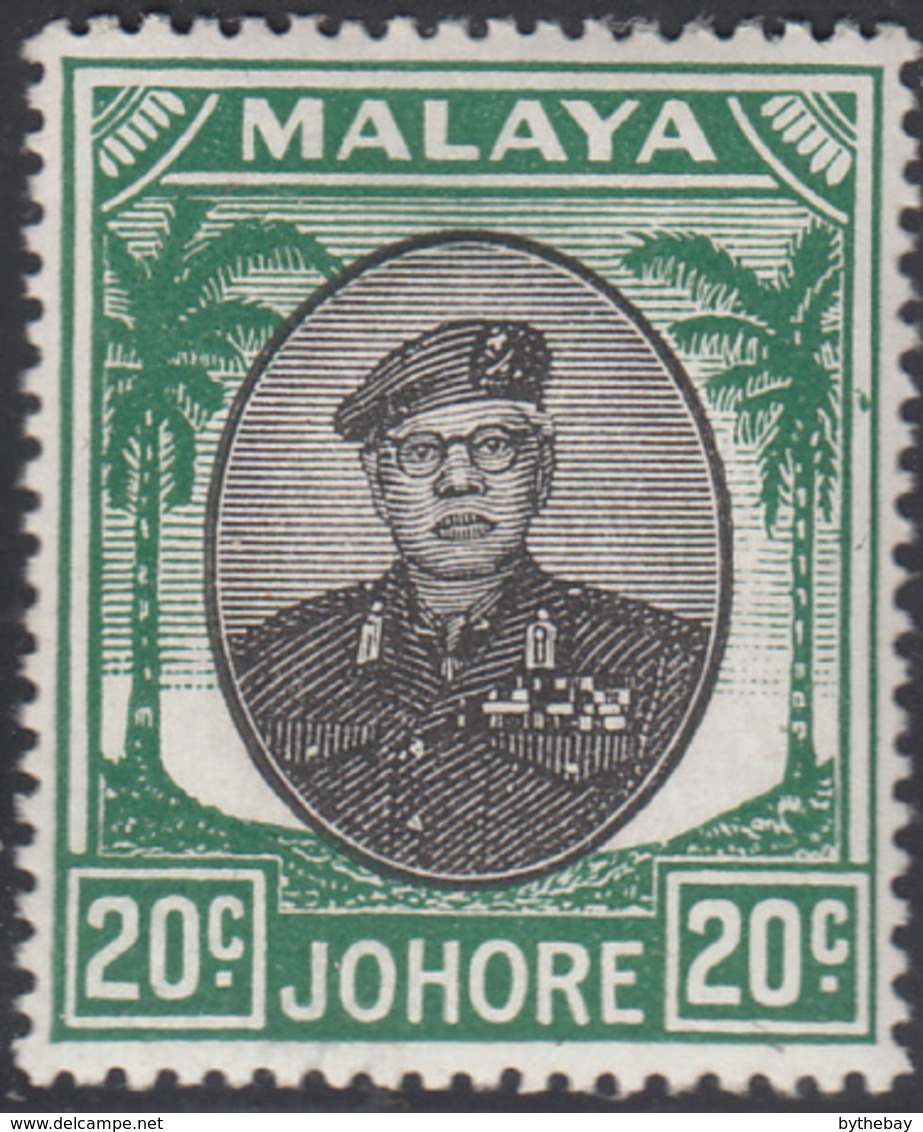 Malaya  Johore 1949-55 MH Sc 141 20c Sultan Ibrahim Variety - Johore