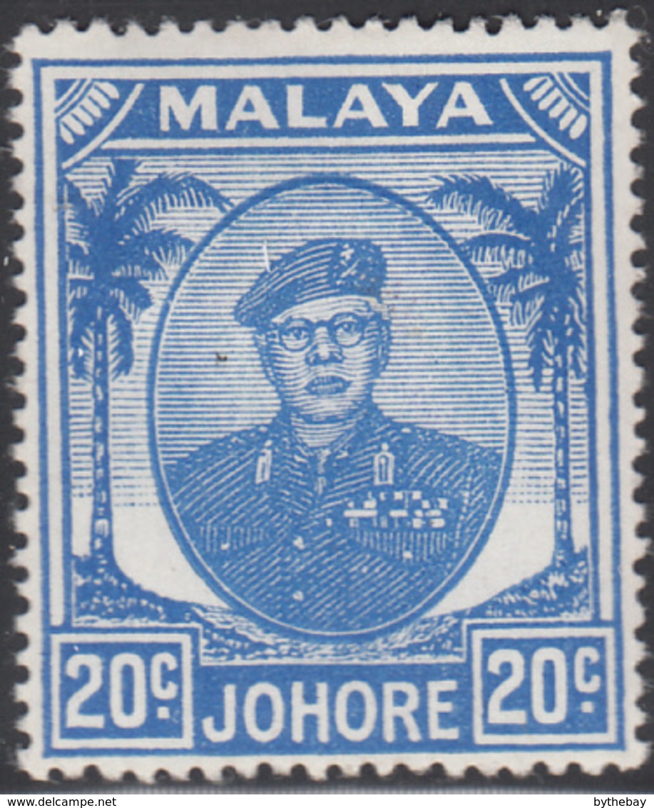 Malaya  Johore 1949-55 MH Sc 142 20c Sultan Ibrahim, Blue - Johore