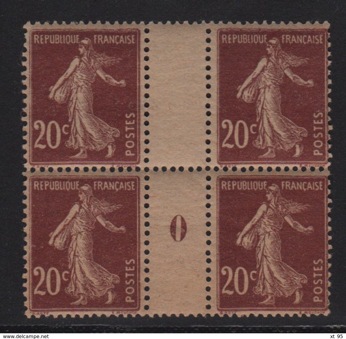 Type Semeuse - N°139 20c Brun Rouge - Millésime 0 De 1920 - Papier GC - ** Neuf Sanss Charniere - Cote +60€ - Millesimes