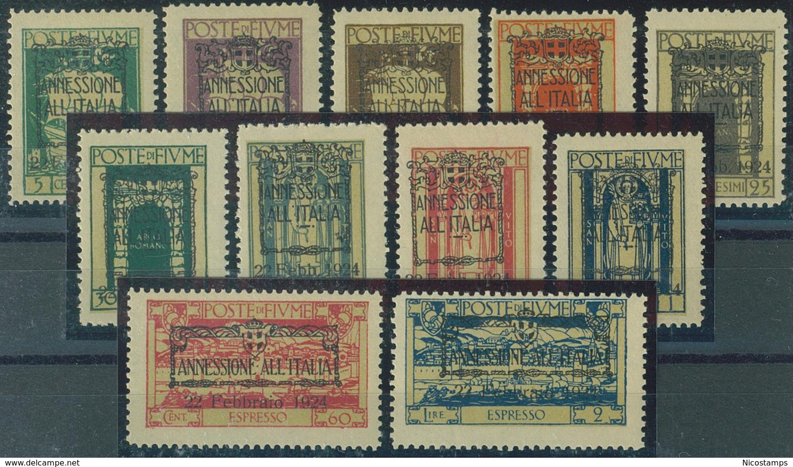 ITALIA - FIUME SASS. 214 - 225 + ESP. 11 - 12 NUOVI - Fiume