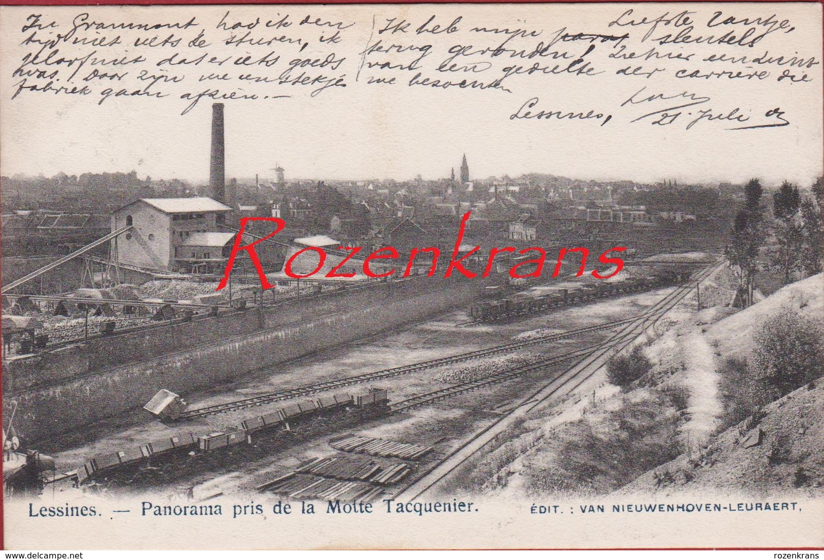 Lessines Hainaut Henegouwen Panorama Pris De La Motte Tacquenier 1903 (En Très Bon état) (In Zeer Goede Staat) - Lessen