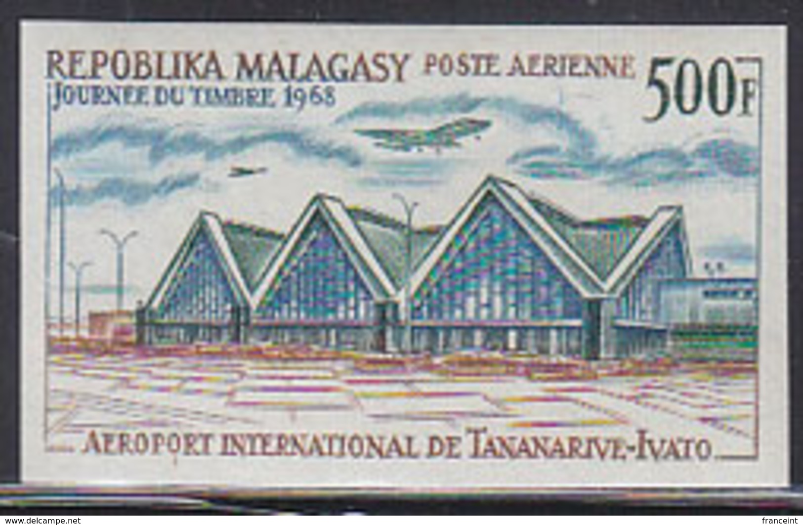 MADAGASCAR (1968) Tananarive-Ivato Airport. Imperforate. Scott No C89, Yvert No PA105. - Madagascar (1960-...)