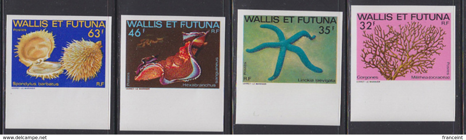 WALLIS & FUTUNA (1982) Sea Creatures. Set Of 4 Imperforates. Scott Nos 294-7, Yvert Nos 297-300. - Imperforates, Proofs & Errors
