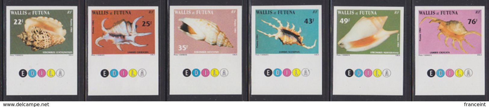 WALLIS & FUTUNA (1983) Shells. Set Of 6 Imperforates. Scott Nos 306//14, Yvert Nos 312-7. - Imperforates, Proofs & Errors