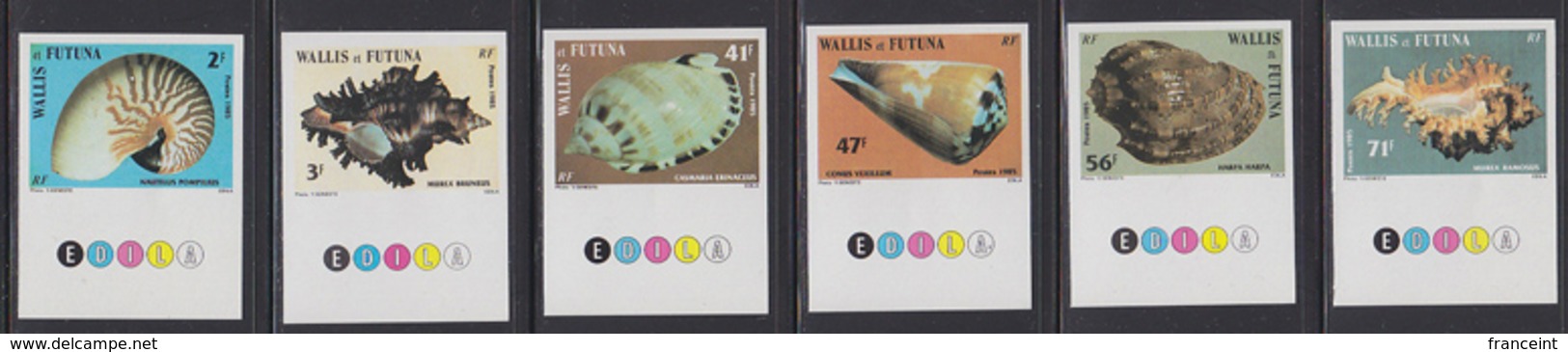 WALLIS & FUTUNA (1985) Shells. Set Of 6 Imperforates. Scott Nos 320-5, Yvert Nos 323-8. - Imperforates, Proofs & Errors