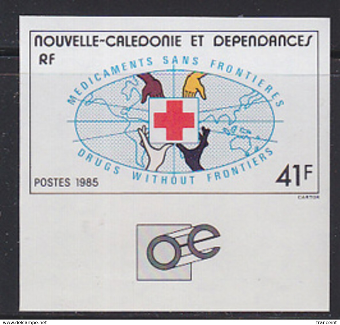 NEW CALEDONIA (1985) Drugs Without Borders. Imperforate. Scott No 524, Yvert No 501. - Non Dentelés, épreuves & Variétés