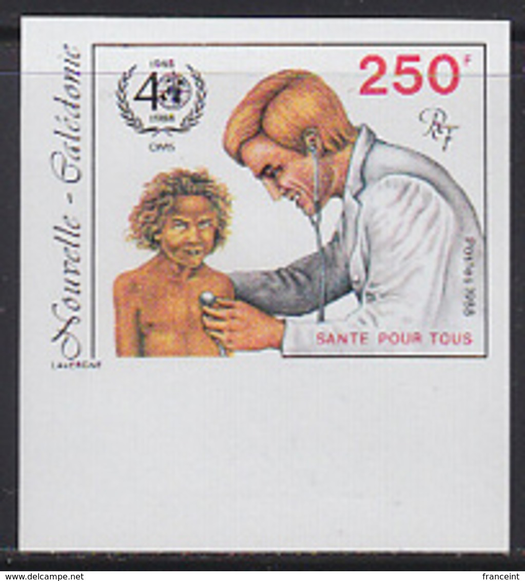 NEW CALEDONIA (1988) Doctor Examining Patient. Imperforate. Scott No 604, Yvert No 565. WHO 40th Annviersary - Non Dentelés, épreuves & Variétés