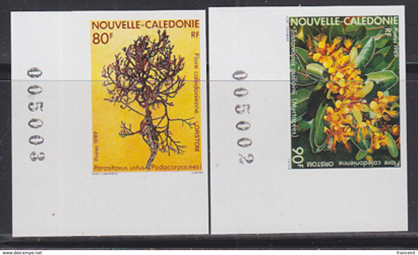 NEW CALEDONIA (1989) Indigenous Flora. Set Of 2 Imperforates. Scott Nos 608-9, Yvert Nos 574-5. - Sin Dentar, Pruebas De Impresión Y Variedades