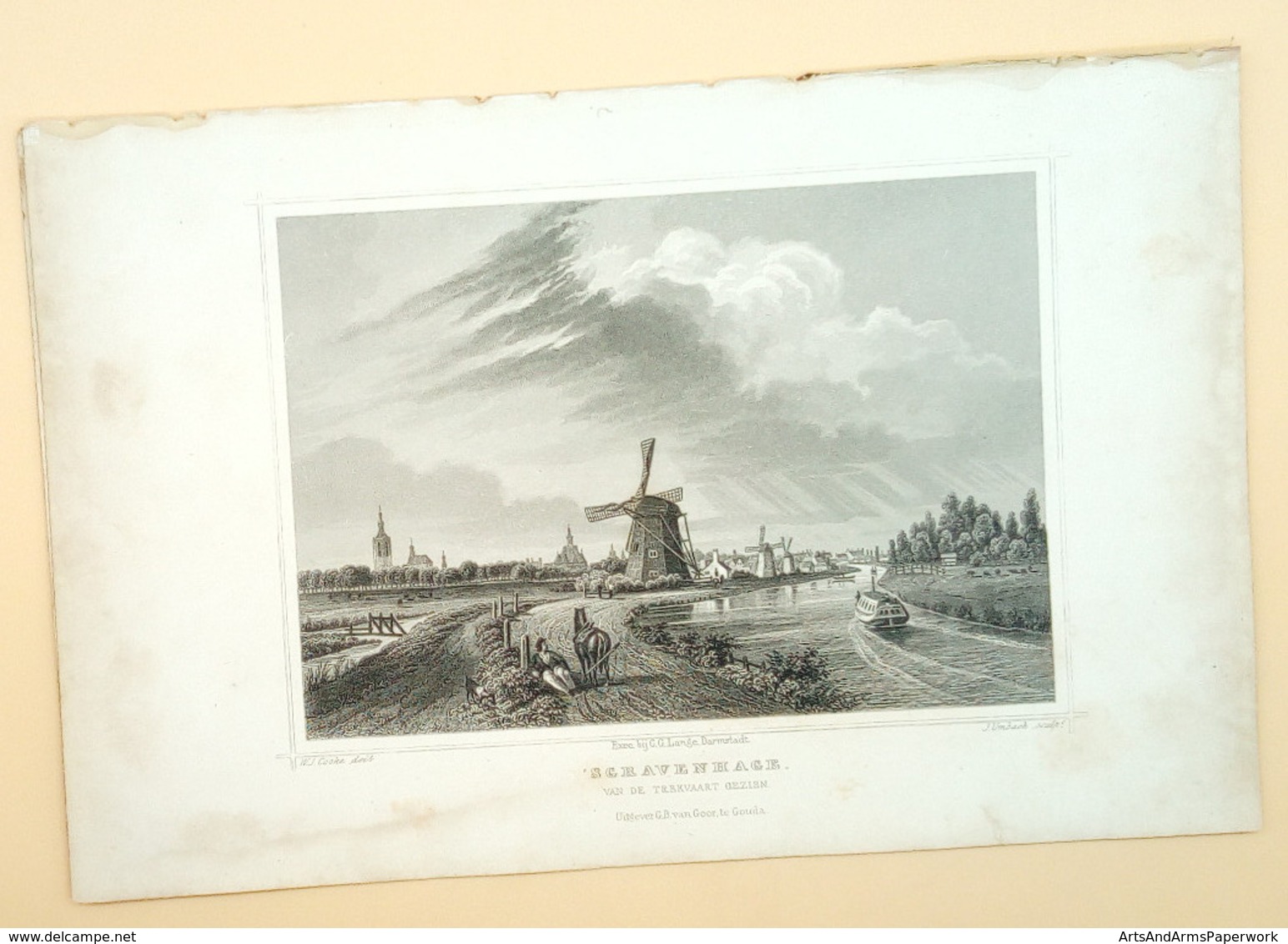 Den Haag Gezien Vanaf De Trekvaart 1858/ The Hague Seen From The Towage/Barge Canal 1858. Cooke, Umbach - Kunst