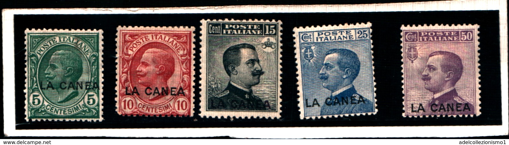 93544) ITALIA-Emissioni Ordinarie Soprastampate La Canea - Dicembre 1907- 5 VALORI  -MLH* - La Canea