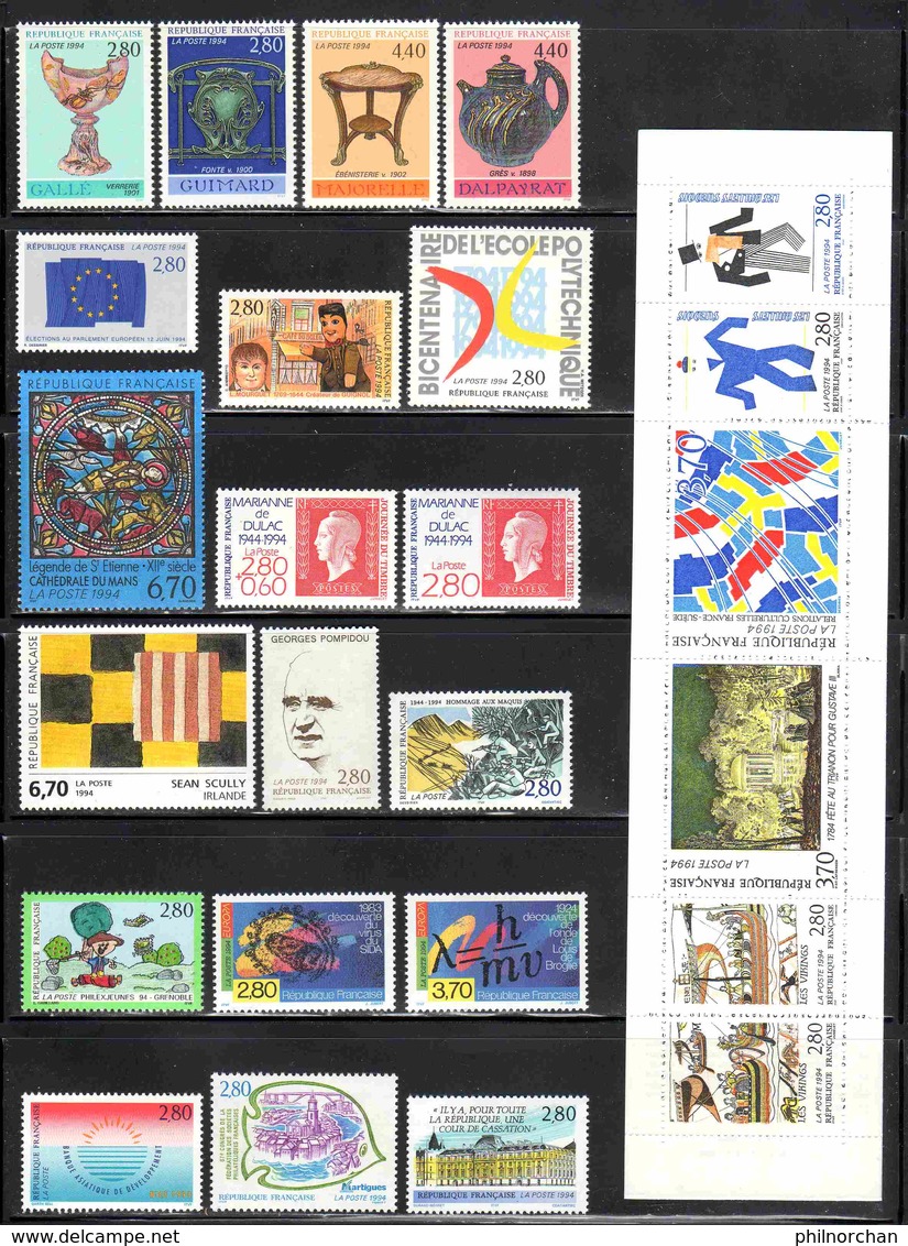 France 1994 Année Complète Neuve** Sauf N°2873/74   TB Ex N°1     25 €  (faciale 31,25 € 59 Valeurs) - 1990-1999