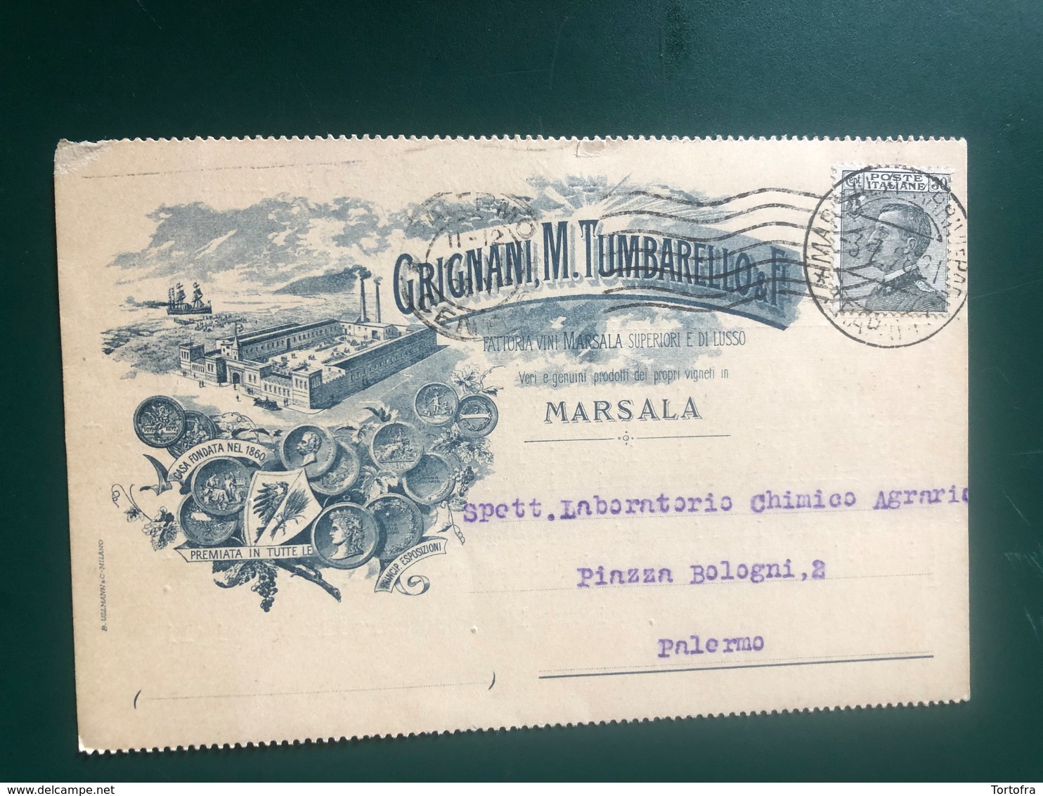 MARSALA (TRAPANI) FATTORIA VINI MARSALA GRIGNANI, M.TUMBARELLO & FIGLI 1928  UVA VINI - Marsala