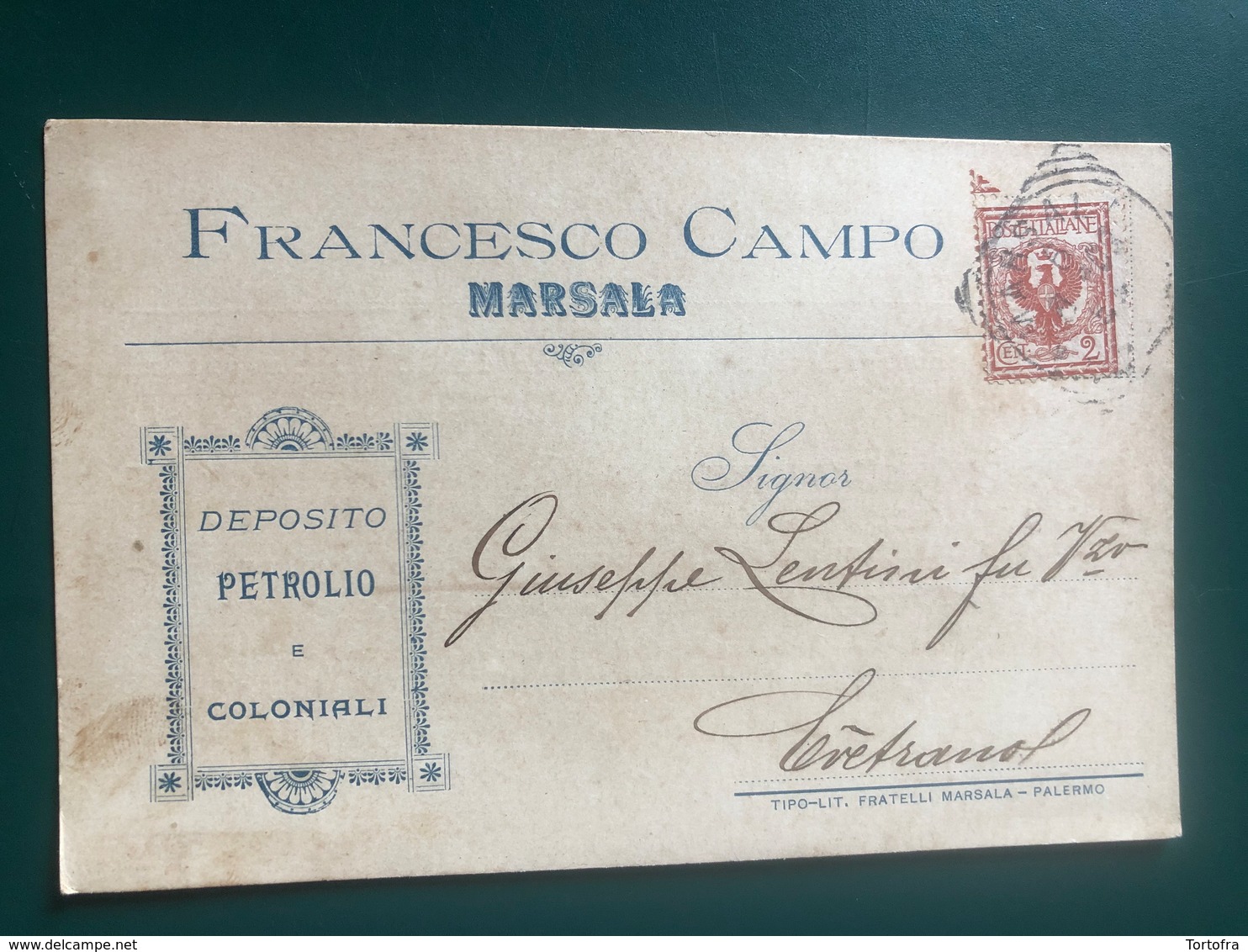MARSALA (TRAPANI) FRANCESCO CAMPO DEPOSITO PETROLIO E COLONIALI 1903 - Marsala