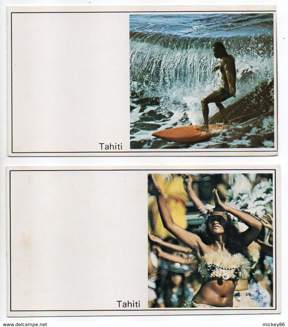 Polynésie Française -- TAHITI  - Bonne Année ---Lot De 2 Cartes Doubles (surf, Vahiné)...      Ft  16cm X 9cm ..à Saisir - Polinesia Francese