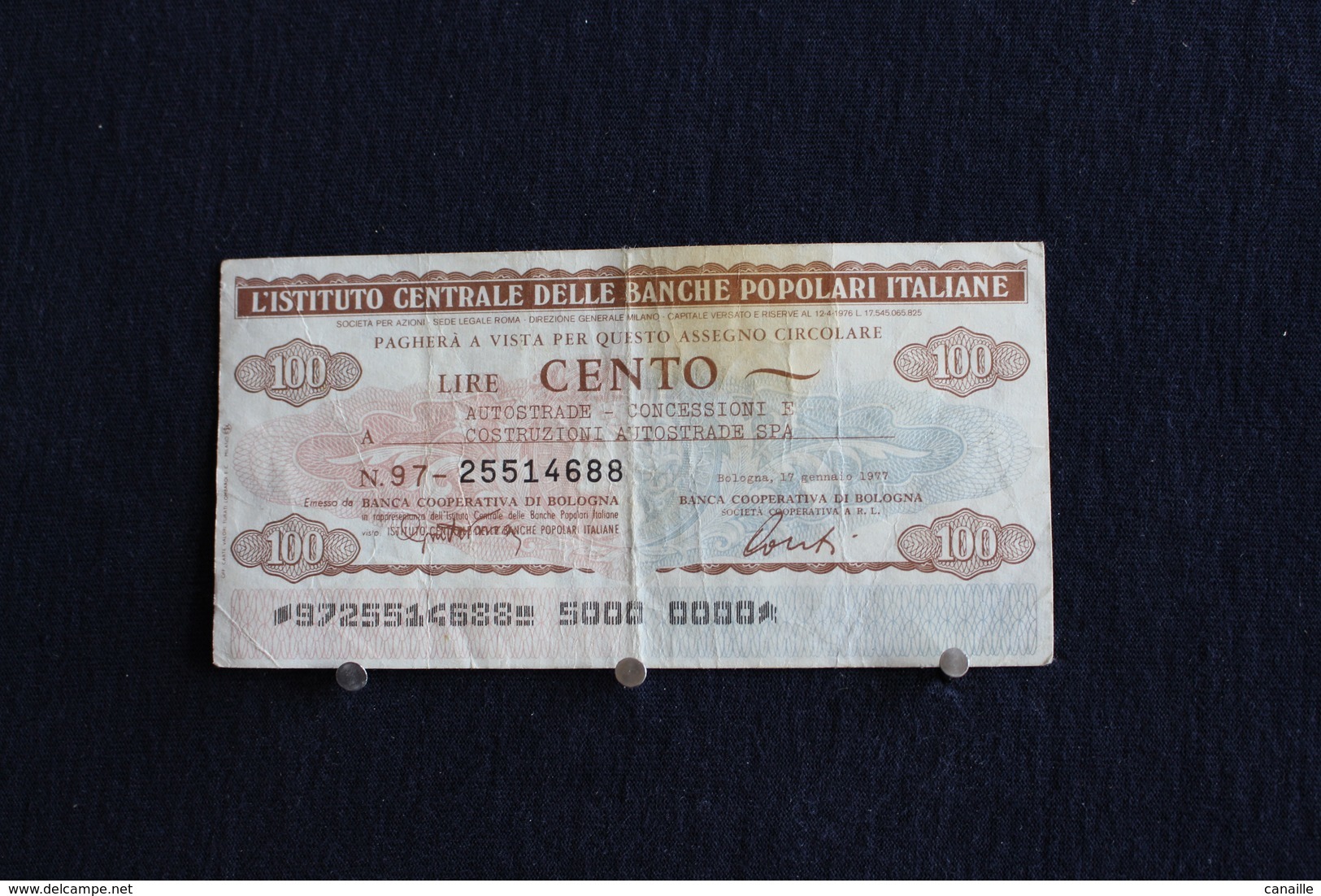 4 / Italie / 1946:Royaume / Biglietti-L'Istituto Centrale Delle Banche Popolari Italiane,17.7.77 - 100 Lire - Cento Lire - 100 Liras