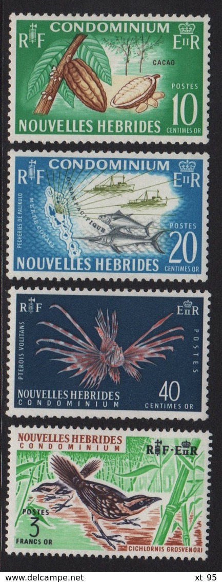 Nouvelles Hebrides - N°215 à 218 - Poissons Oiseau Cacao - ** Neufs Sans Charniere - Cote 27€ - Nuevos