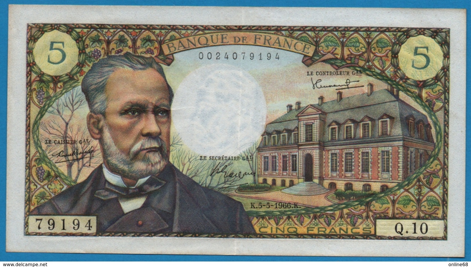 FRANCE 5 Francs 5.5.1966 PASTEUR		# Q.10  79194 - 5 F 1966-1970 ''Pasteur''