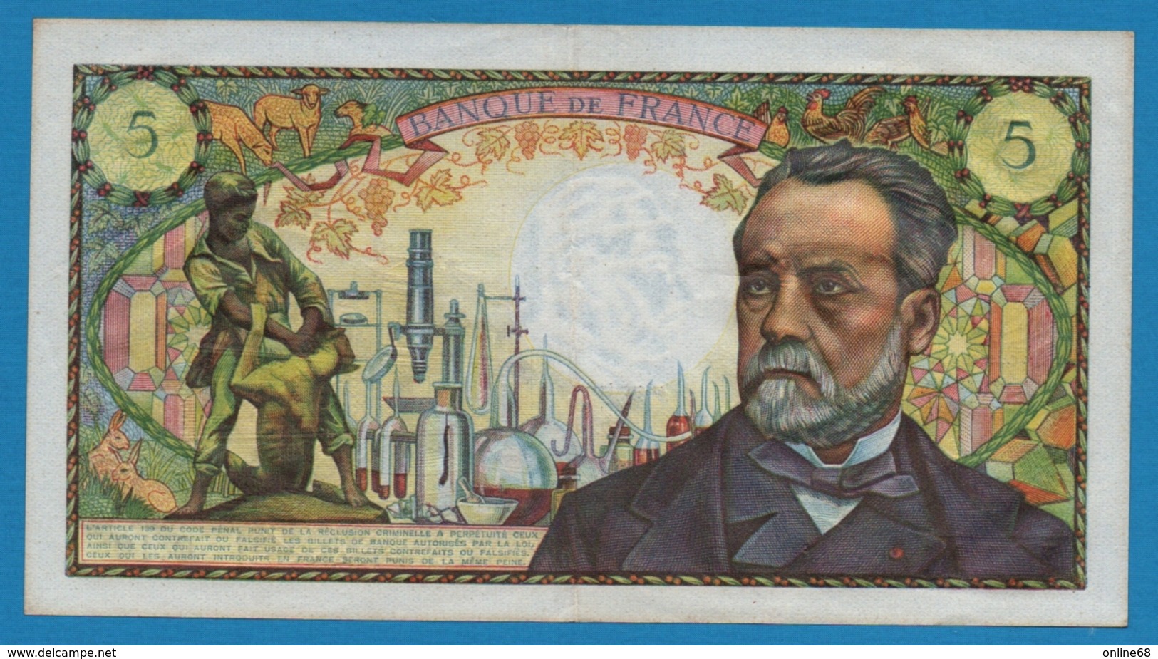 FRANCE 5 Francs 5.5.1966 PASTEUR		# Q.10  79194 - 5 F 1966-1970 ''Pasteur''