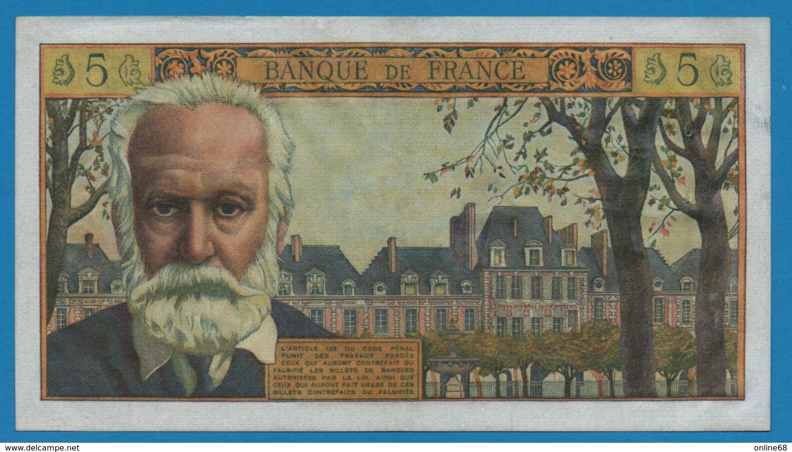 FRANCE 5 Nouveaux Francs 2.11.1961 "V.Hugo"		# O.67  21154 - 5 NF 1959-1965 ''Victor Hugo''