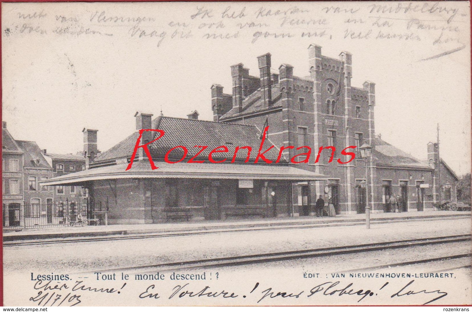 Lessines Hainaut Henegouwen La Gare Station Tout Le Monde Descend 1903 CPA RARE (En Très Bon état) (In Zeer Goede Staat) - Lessen