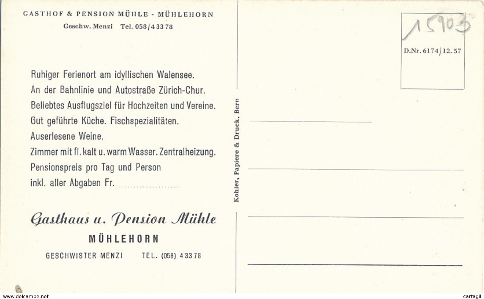 CPA-15903-Suisse-Mühlehorn -Gasthaus Mühle  (répiquée Pub Au Verso=2scans) -Envoi Gratuit - Mühlehorn