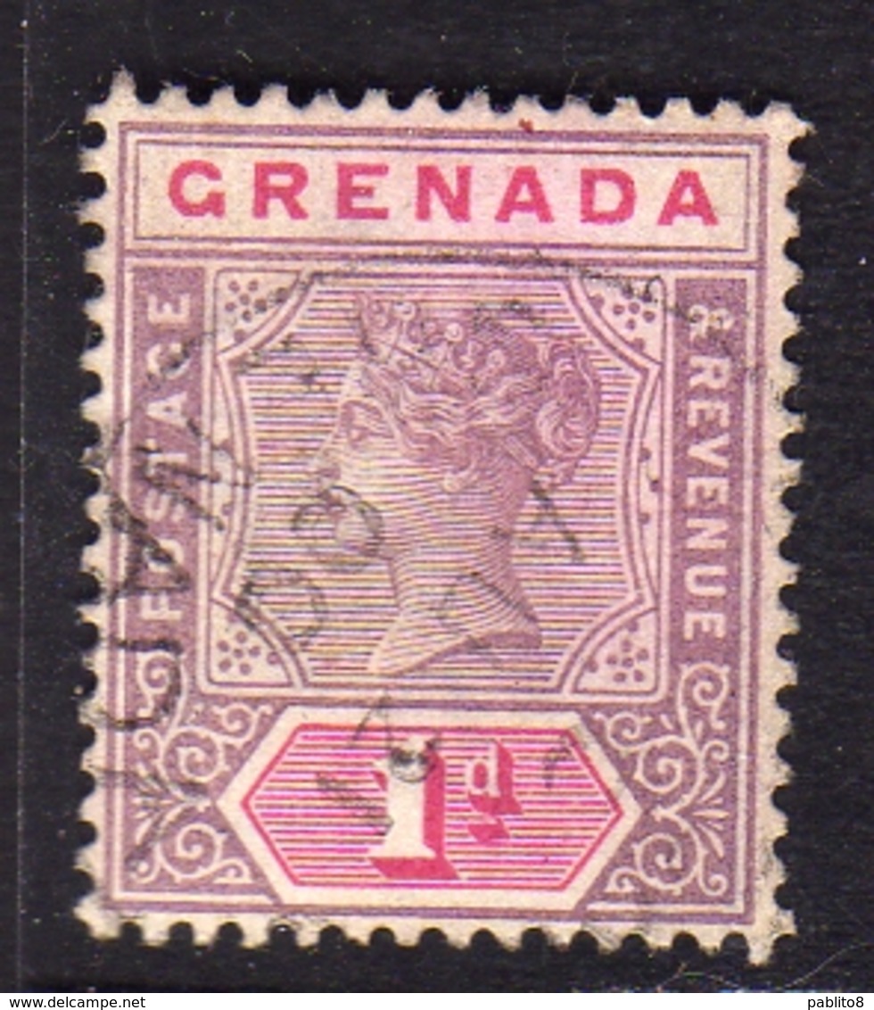 GRENADA 1895 1899 QUEEN VICTORIA REGINA VITTORIA ONE PENNY 1p USED USATO OBLITERE' - Grenada (...-1974)
