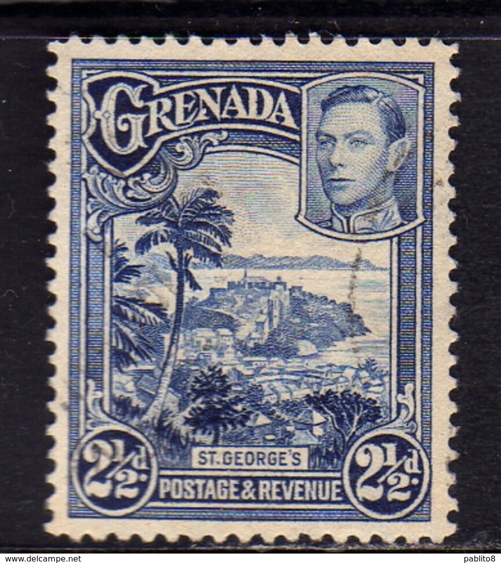 GRENADA 1937 KING GEORGE VI RE GIORGIO VIEW OF ST. GEORGE'S VEDUTA 2 1/2p USED USATO OBLITERE' - Grenada (...-1974)