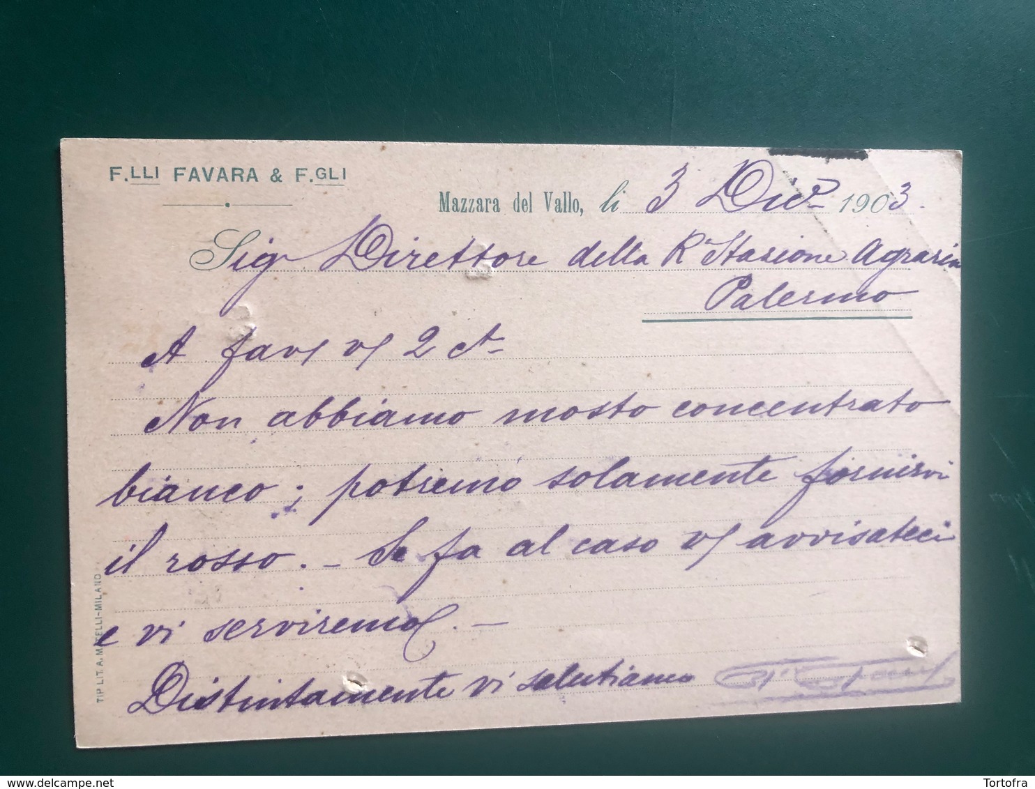 MAZARA DEL VALLO (TRAPANI)  VINI MARSALA MOSTO CONCENTRATO FERRENOSIO FRATELLI FIGLI  1903  UVA VINO - Mazara Del Vallo