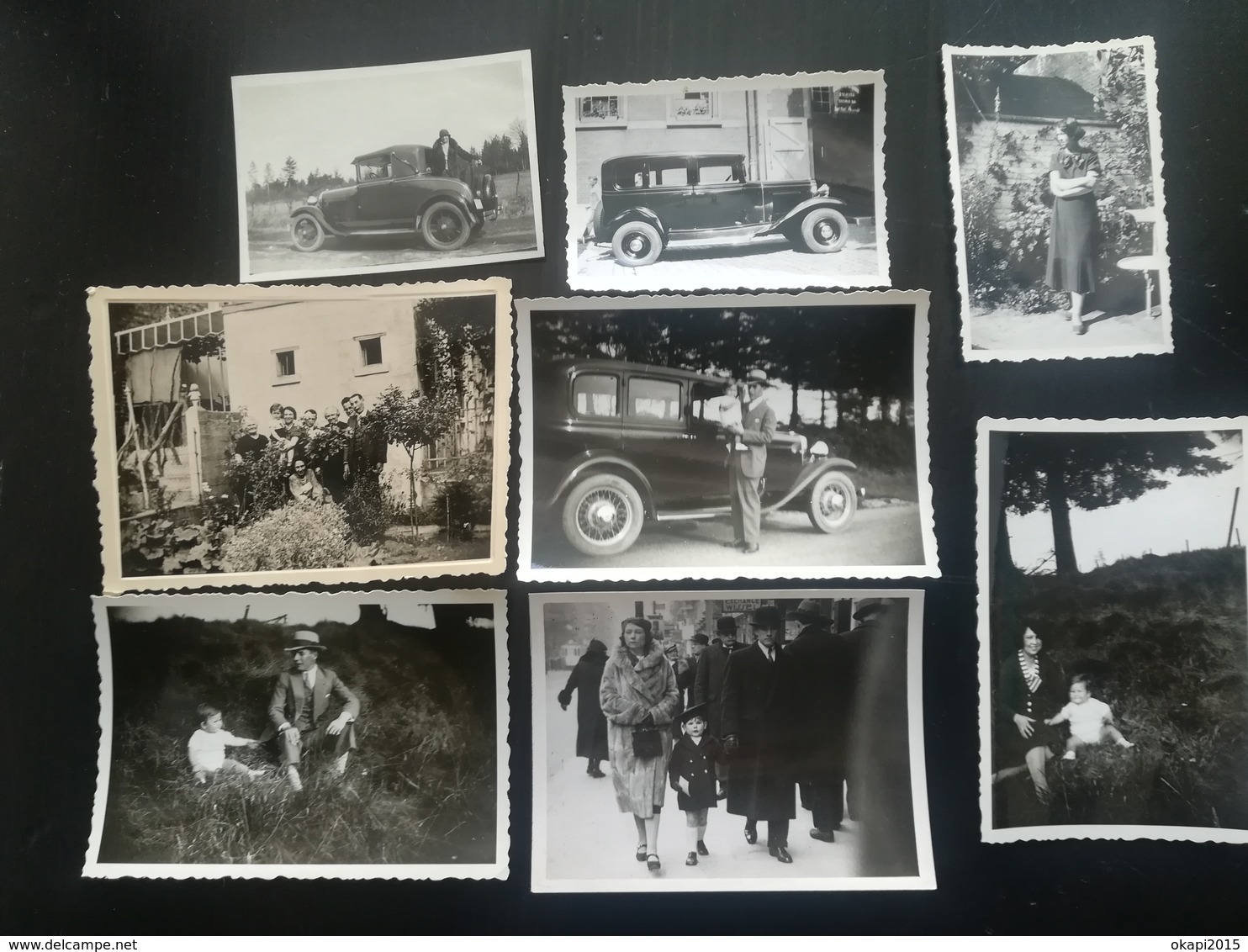 8 PHOTOS AUTOMOBILES CAR VOITURE ANCIENNE SUR ROUTE DE SART EN FAGNE NAMUR  WALLONIE FAMILLE BELGIQUE ANNÉES 1930