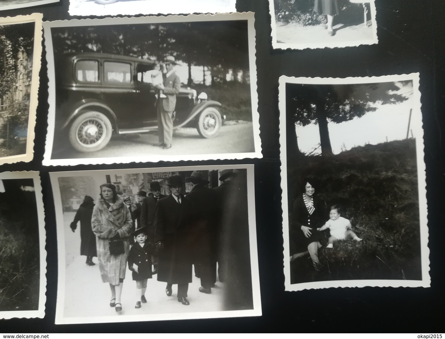 8 PHOTOS AUTOMOBILES CAR VOITURE ANCIENNE SUR ROUTE DE SART EN FAGNE NAMUR  WALLONIE FAMILLE BELGIQUE ANNÉES 1930