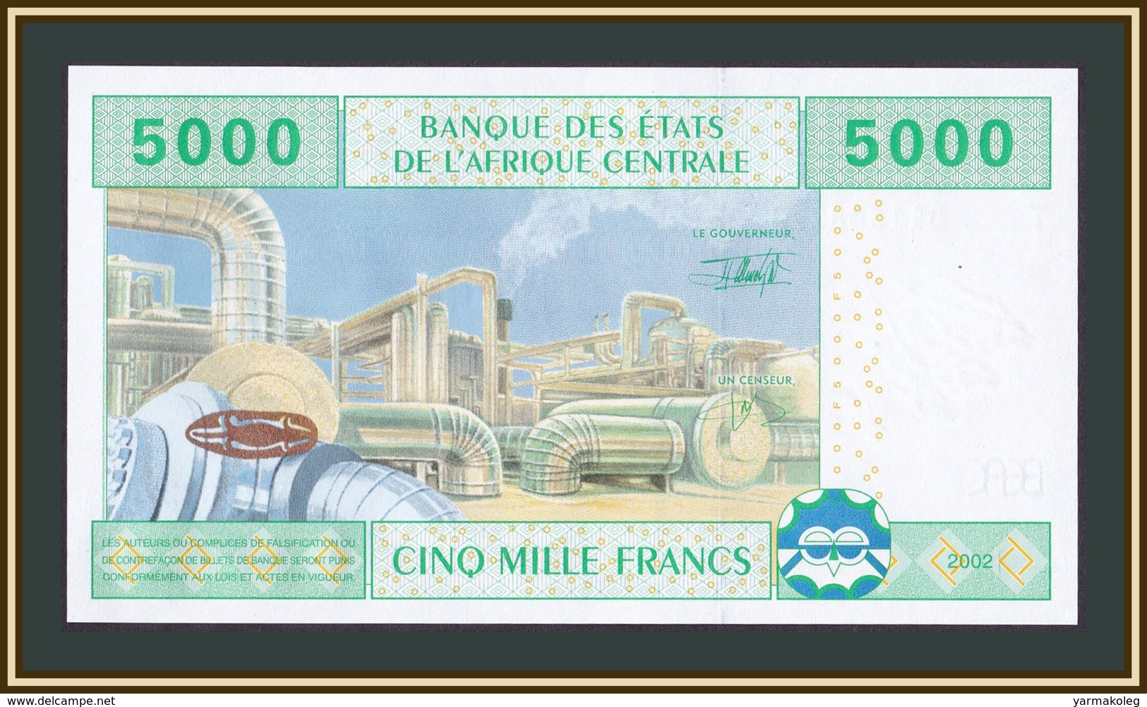 Central African States (T - Congo) 5000 Francs 2002 P-109 (109Ta) UNC - États D'Afrique Centrale