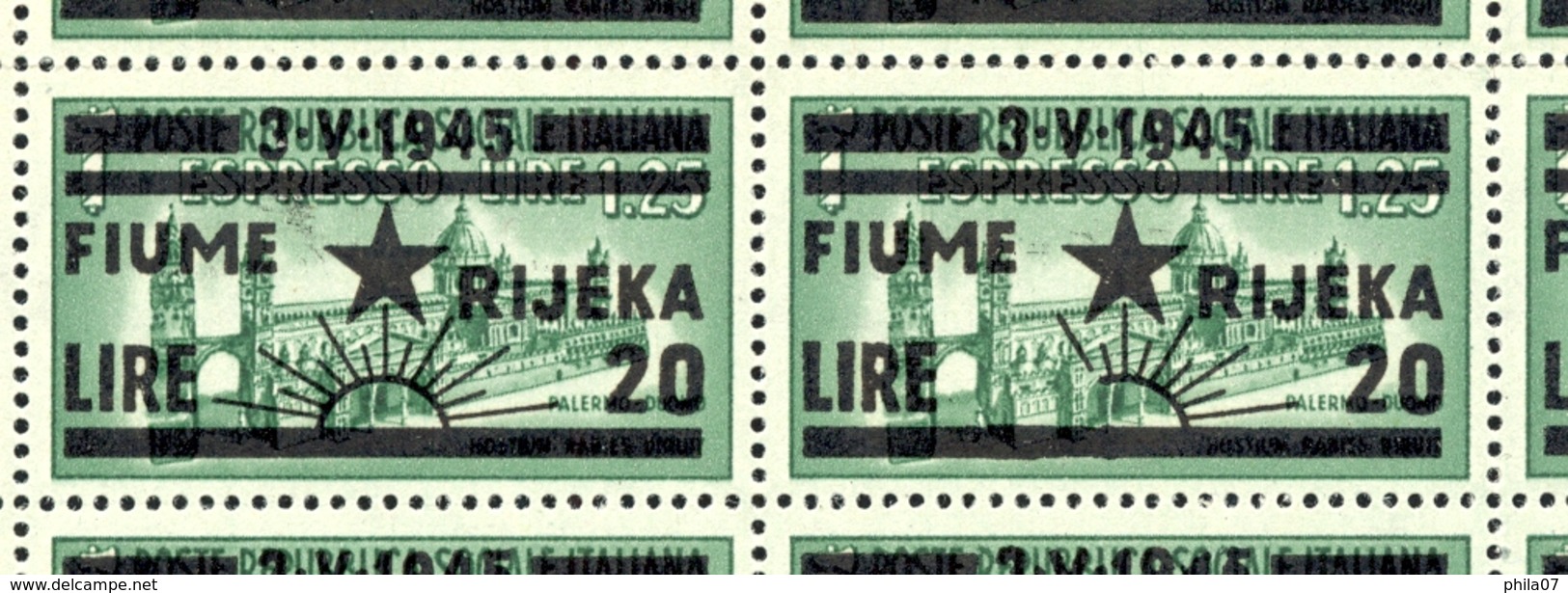 Italy, Istria, Rijeka-Fiume - Sheet With Error Of Overprint On 28 Field, Half Of Sun. MNH - Yugoslavian Occ.: Slovenian Shore