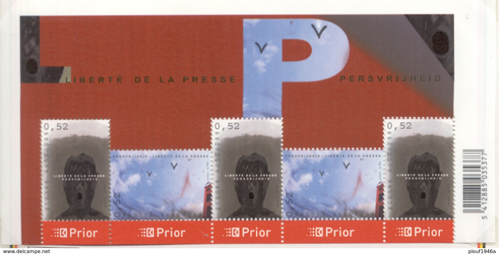 COB F3494/95 (**)  Feuille Complète- Liberté De La Presse - 2001-2010