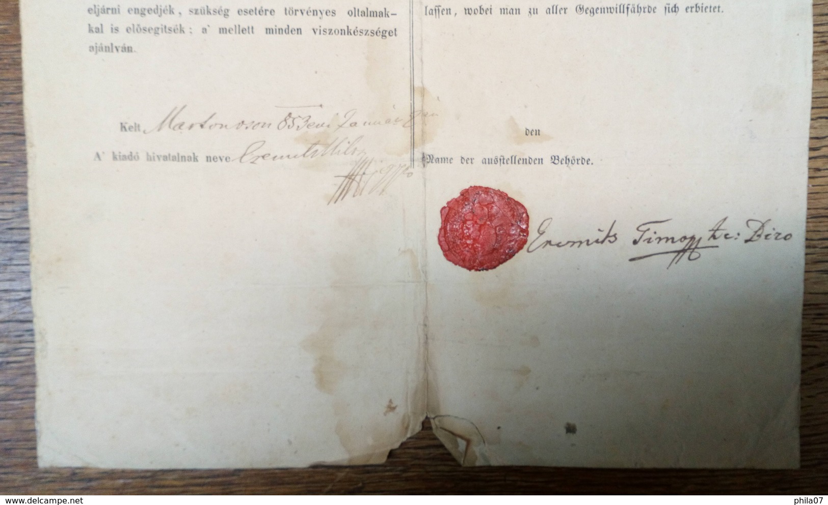Vintage Passport From Austro-Hungary 1853 - German-Hungary Form With Description Of Person - Documents Historiques