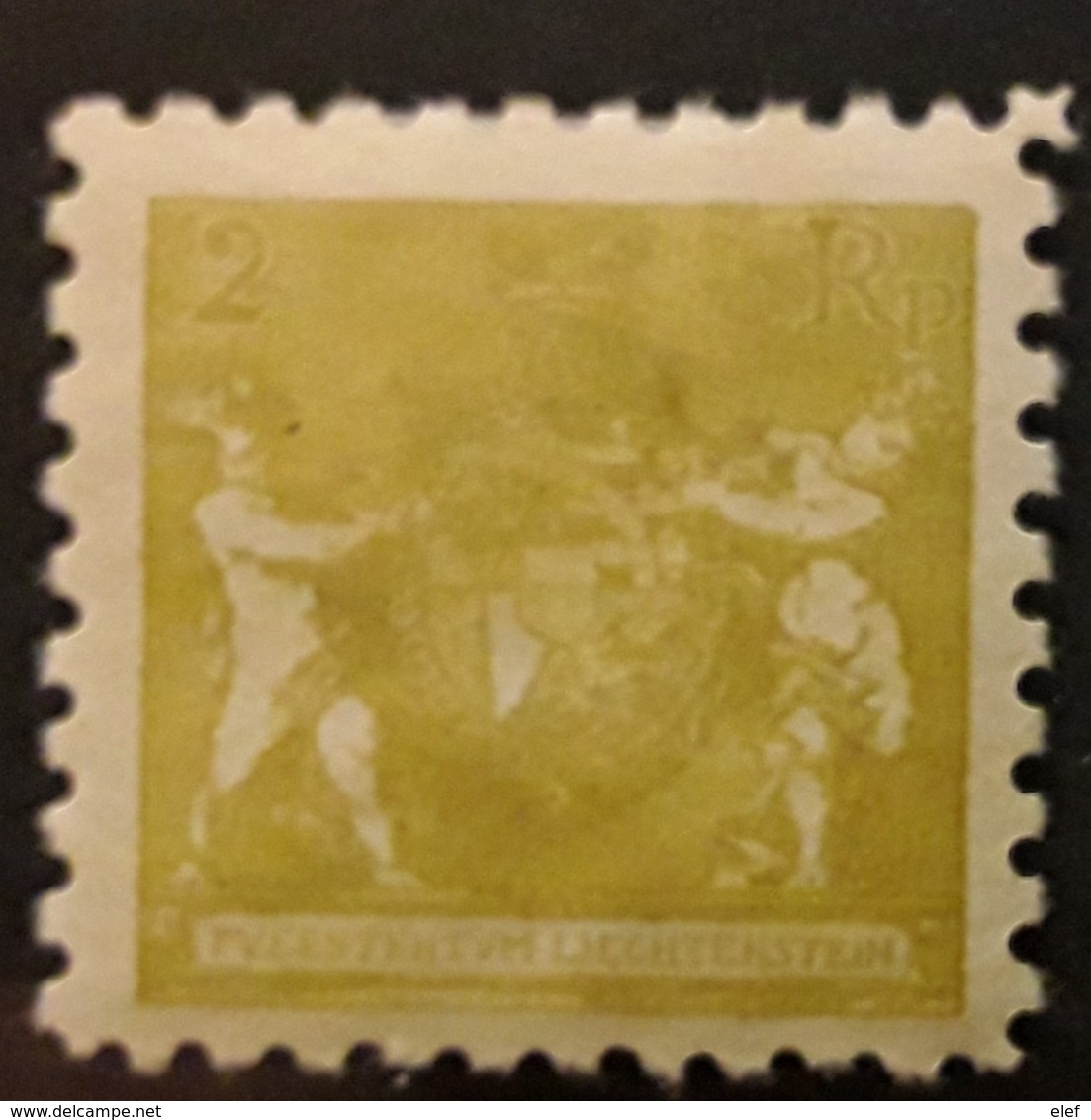 LIECHTENSTEIN 1921 Série Courante Yvert No 44 B,2 R Olive D 9 1/2  VARIETE IMPRESSION  SURENCRAGE Neuf * MH , TTB - Plaatfouten