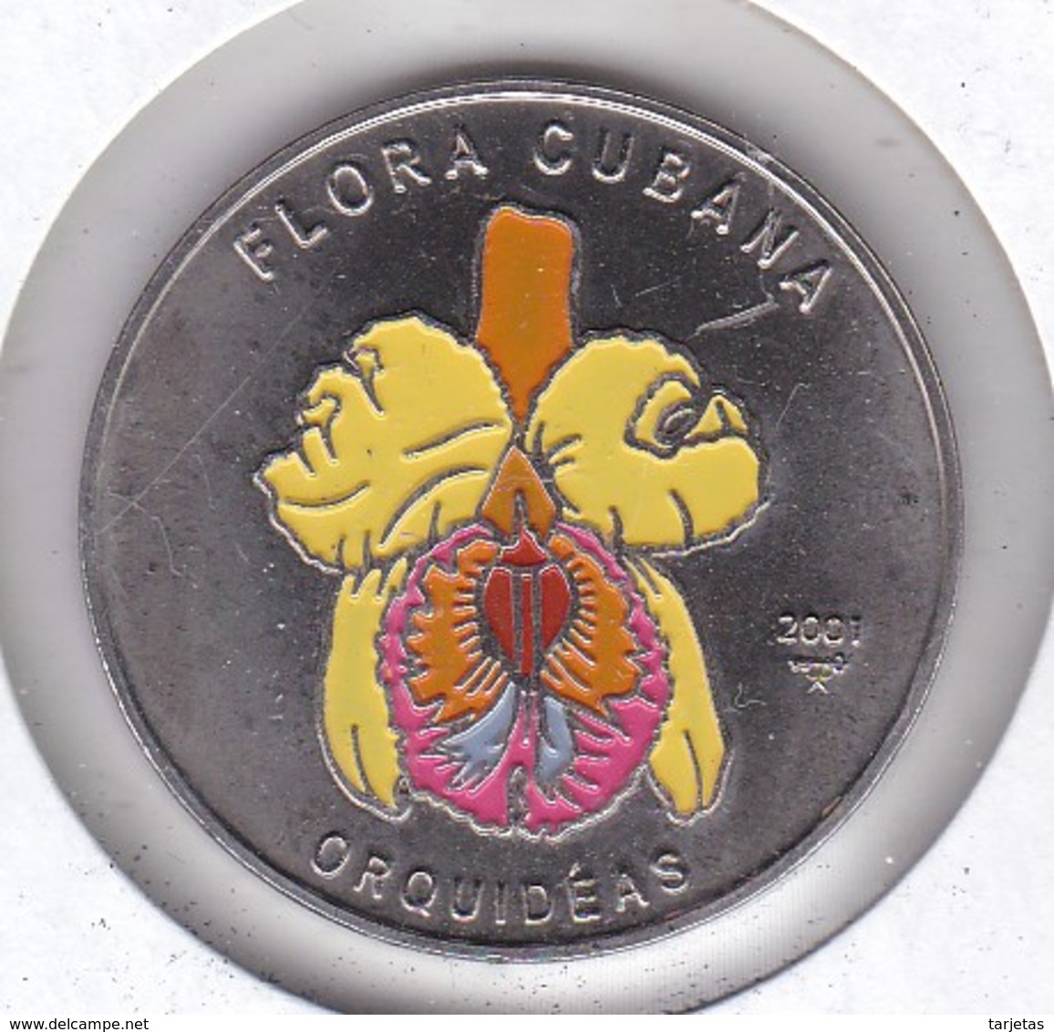 MONEDA DE CUBA DE 1 PESO DEL AÑO 2001 FLORA CUBANA (COIN) ORQUIDEA-ORCHID-FLOR-FLOWER - Cuba