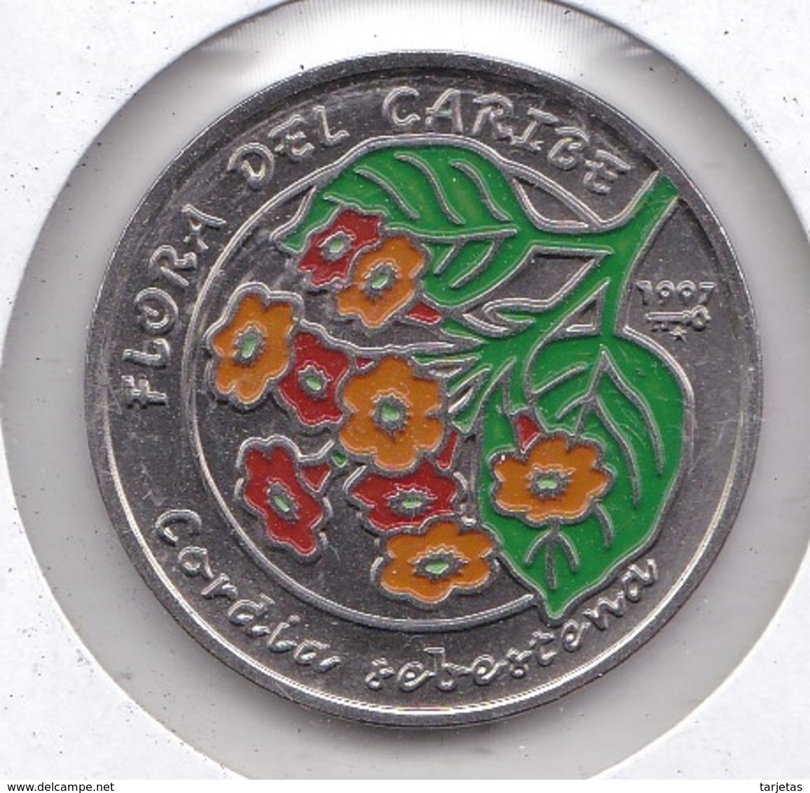 MONEDA DE CUBA DE 1 PESO DEL AÑO 1997 FLORA CARIBE - FLOR-FLOWER (COIN) NUEVA-MINT - Cuba