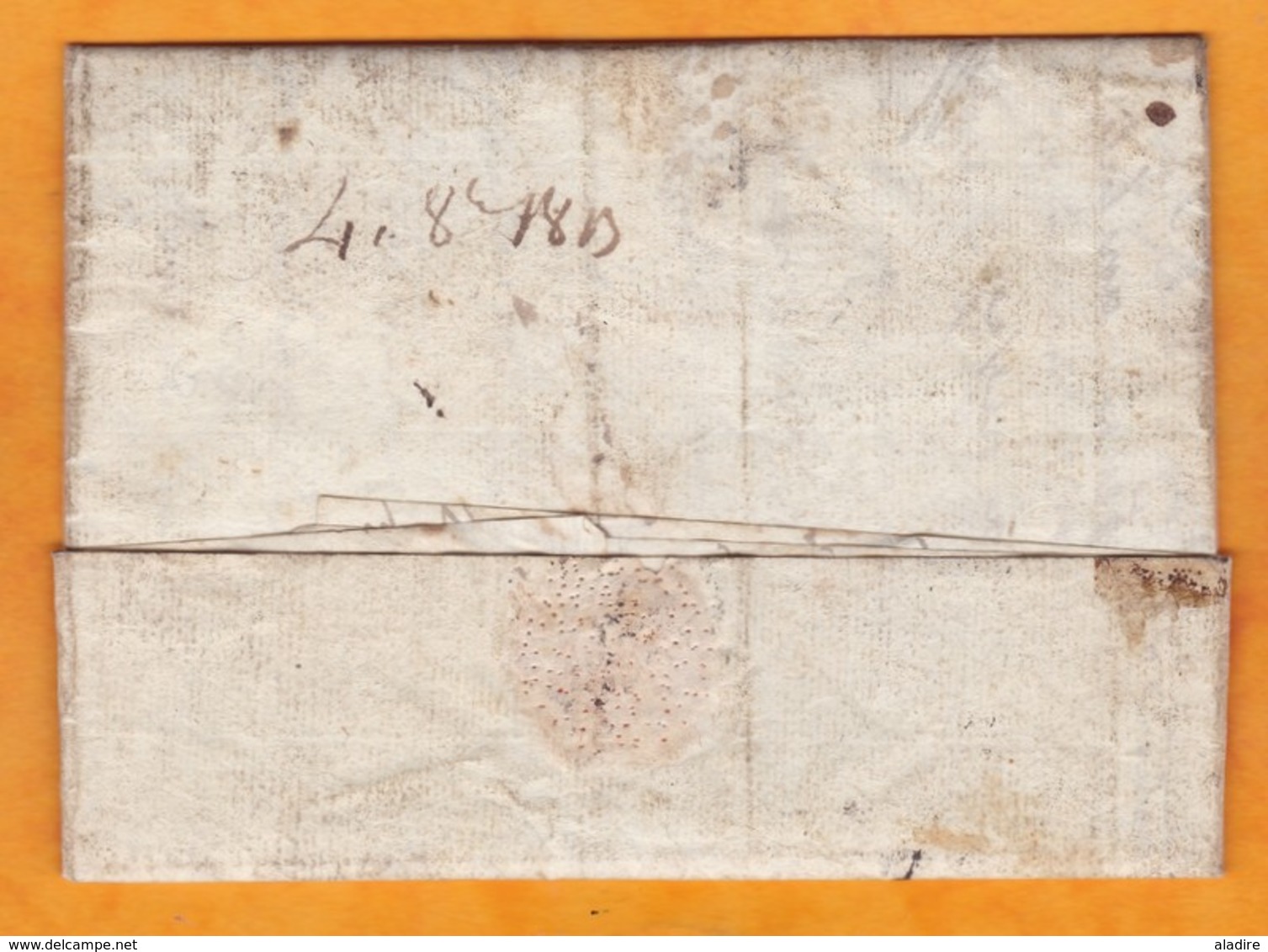 1813 - Marque Postale 87 GENES Sur Lettre Pliée Avec Corresp En Français De 3 P Et Illustration Vers Lunas, Hérault - 1792-1815: Départements Conquis