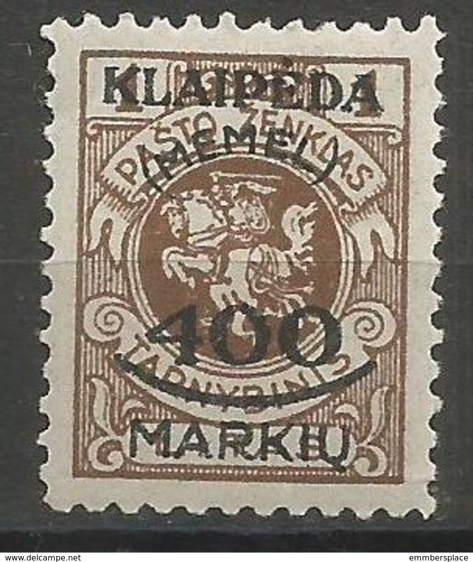 Klaipeda (Memel) - 1923 Lithuania Overprint 400/1 (Upper Case)  MH *    Mi 128 - Ongebruikt