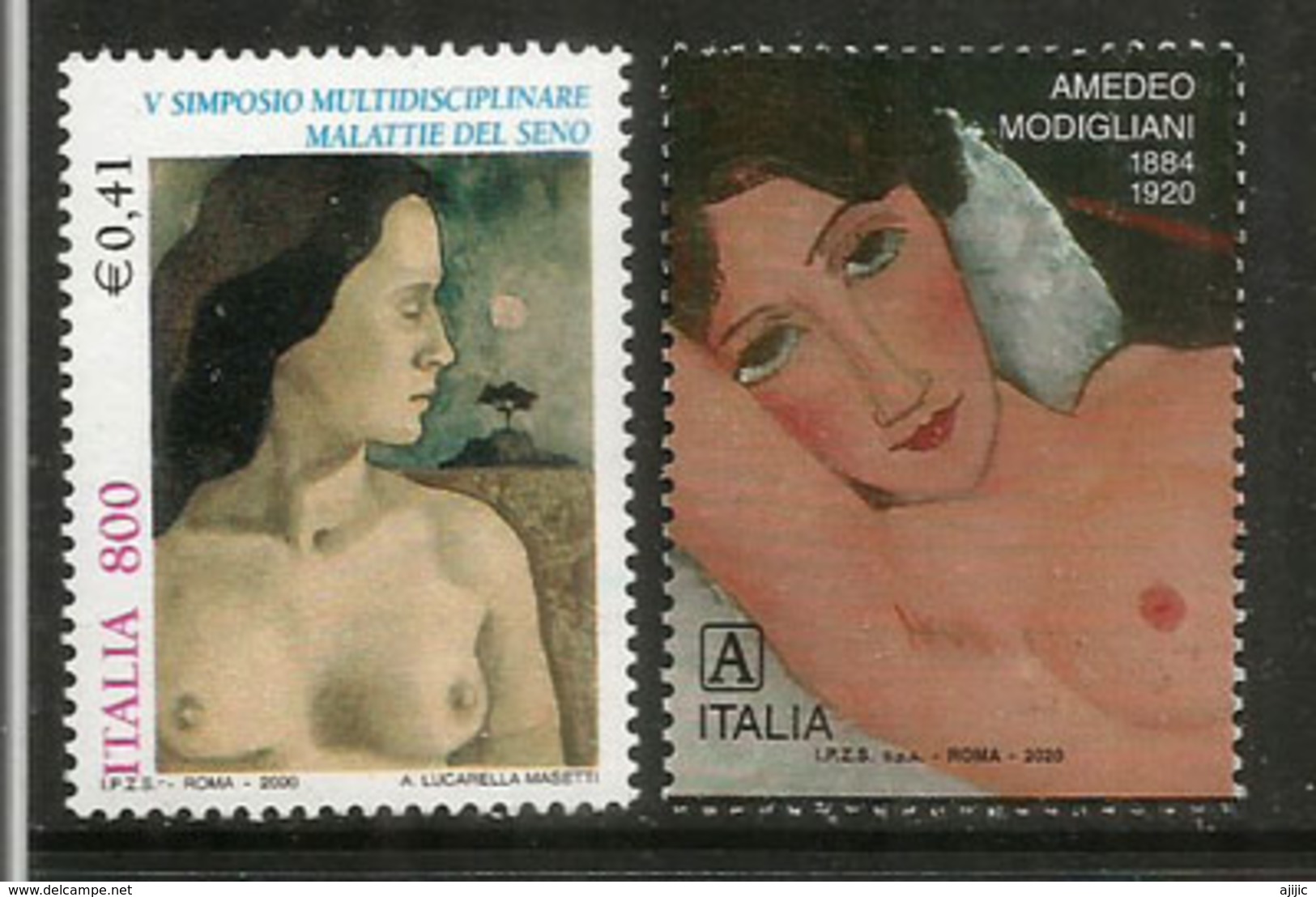 ITALY. Breast Cancer Fund Fight & Young Woman By Amedeo Modigliani 2020 + Lucarella Masetti Mint Stamp ** - Medicina