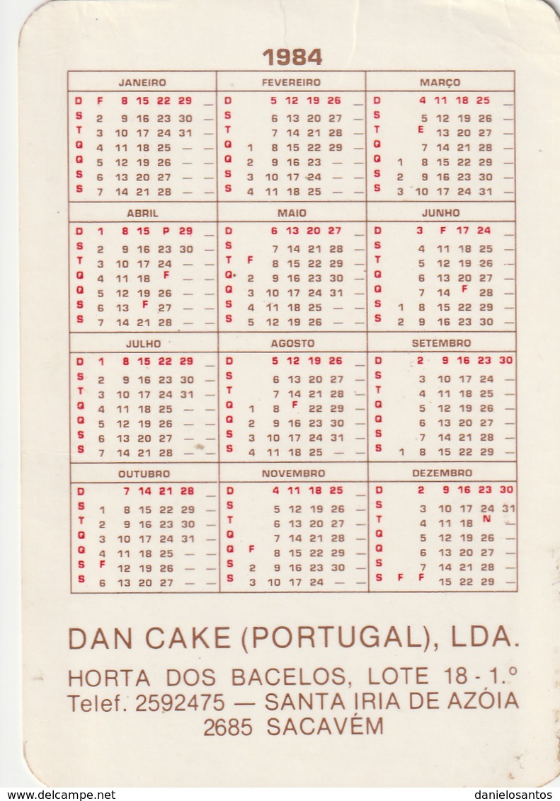 1986 Pocket Calendar Calandrier Calendario Portugal Bolachas Crackers Les Cookies Galhetas Dan Cake - Formato Piccolo : 1981-90