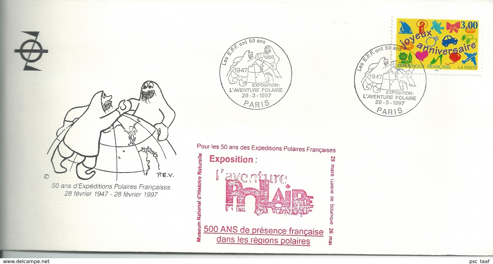 Cachet Illustré - 50 Ans Des Expéditions Polaires Françaises - Sur YT 3046 Joyeux Anniversaire - Commemorative Postmarks