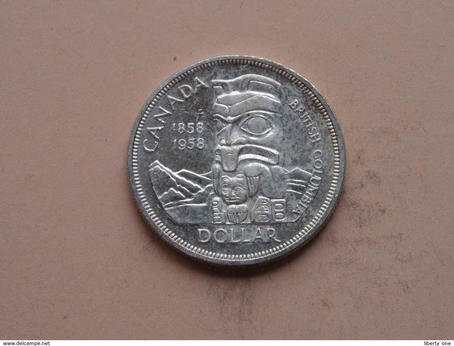 1958 - DOLLAR / British Columbia 1958 ( KM 55 ) Uncleaned 0.800 Silver ! - Canada