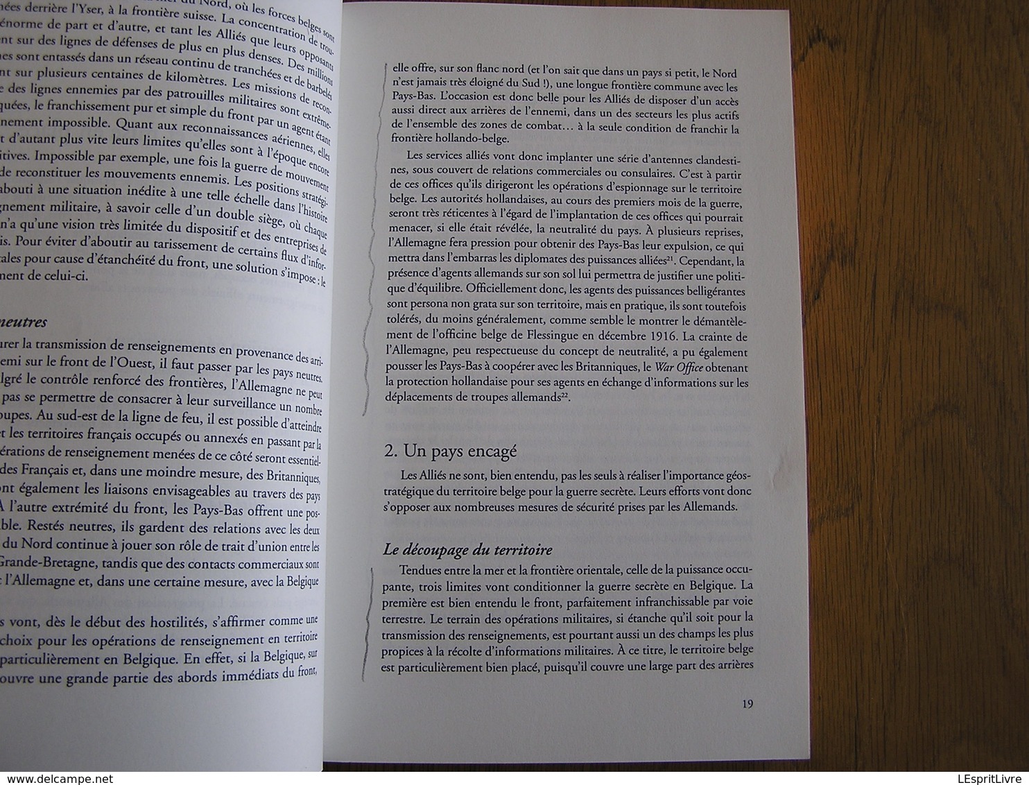 DE LA GUERRE DE L'OMBRE AUX OMBRES DE LA GUERRE 14 18 Espion Réseau Belgique Résistance Espionnage Armée Belge