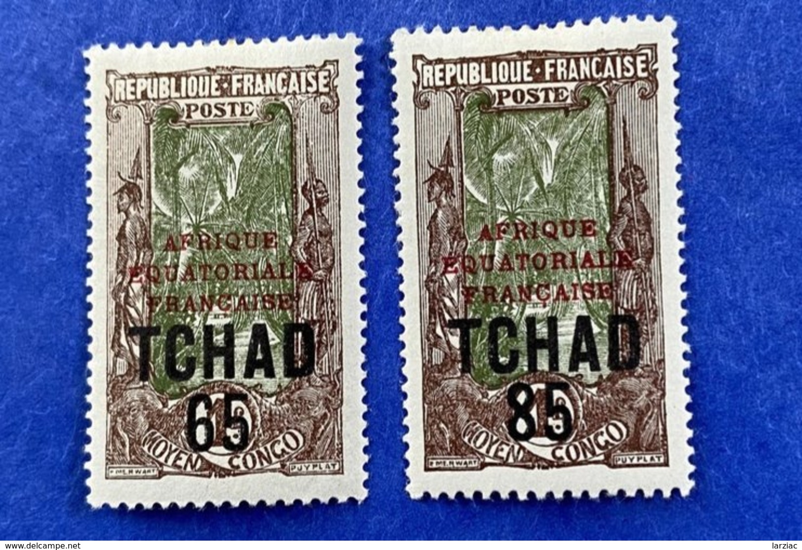 Tchad Timbres Moyen Congo Surchargés Tchad N° 45 Et 46 * - Unused Stamps