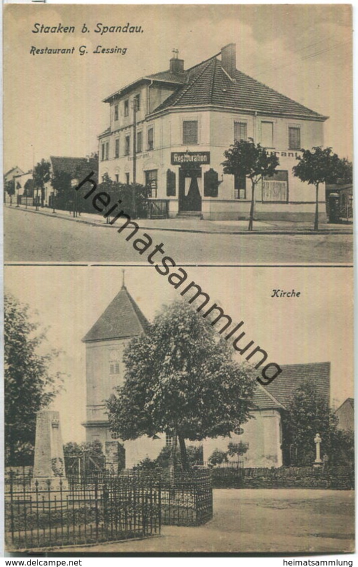 Berlin - Staaken - Restaurant G. Lessing - Kirche - Verlag J. L. R. 20er Jahre - Spandau