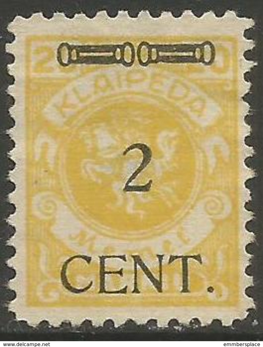Klaipeda (Memel) - 1923 Arms CENT Overprint 2c/20m Unused No Gum    Mi 176 - Unused Stamps